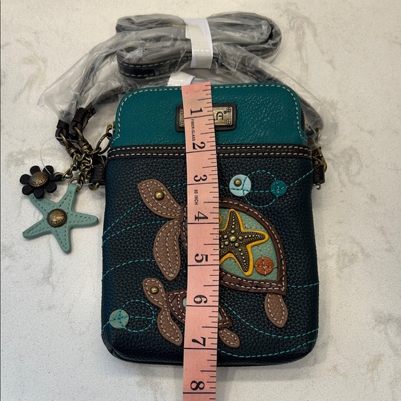 Chala Teal and Navy Sea Turtle Charms Vegan Convertible Crossbody Bag NWT - Picture 12 of 16